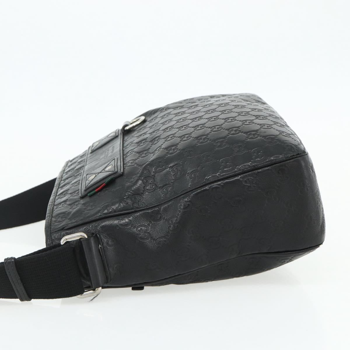 GUCCI GG Canvas Guccissima Shoulder Bag Leather Black Silver 322080 Auth 178212