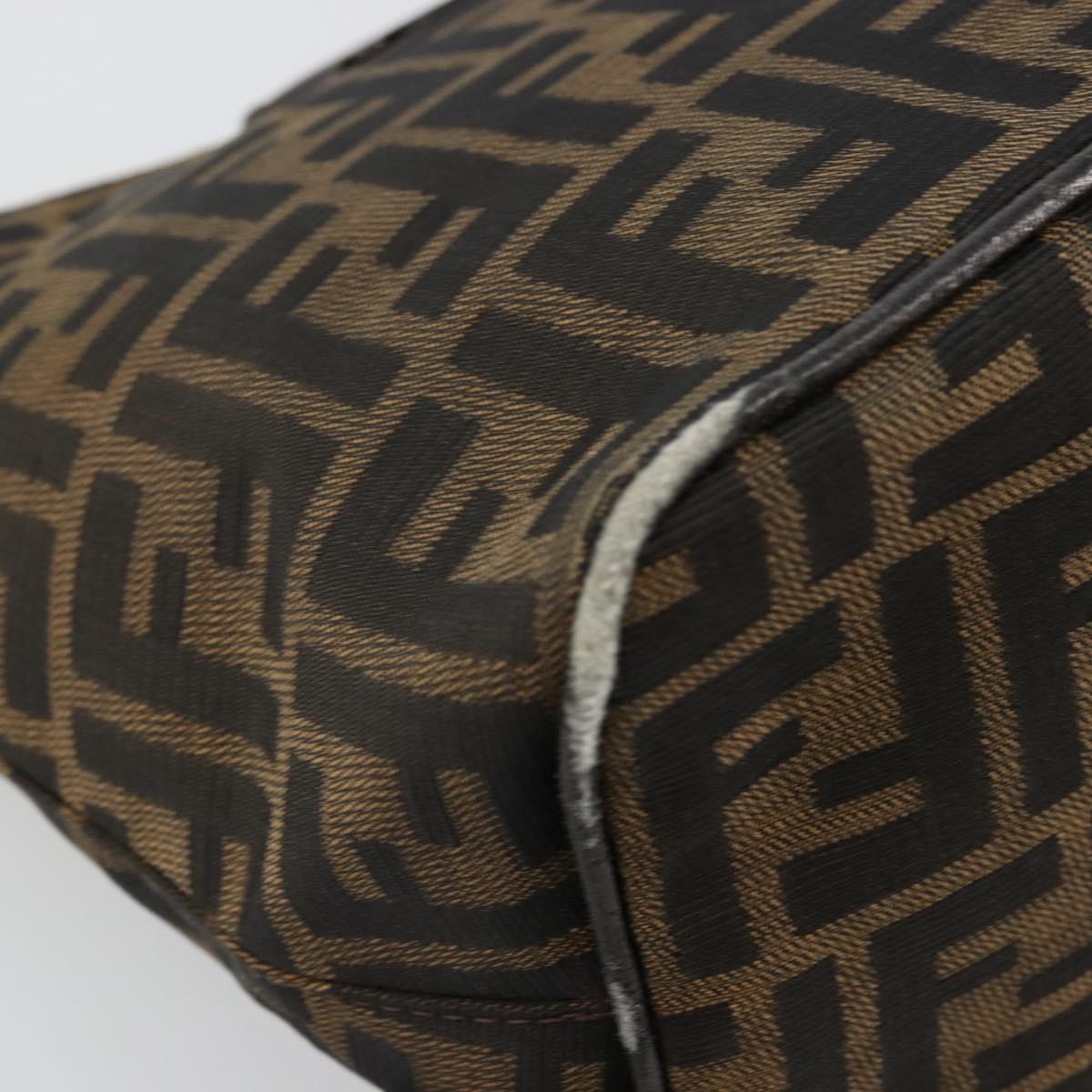 FENDI Zucca Canvas Mamma Baguette Shoulder Bag Black Brown Auth 178214