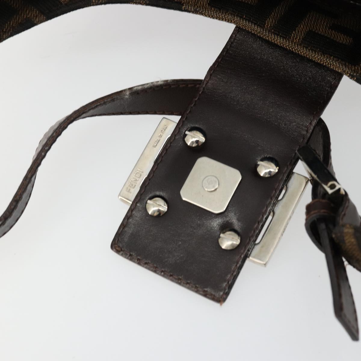 FENDI Zucca Canvas Mamma Baguette Shoulder Bag Black Brown Auth 178214