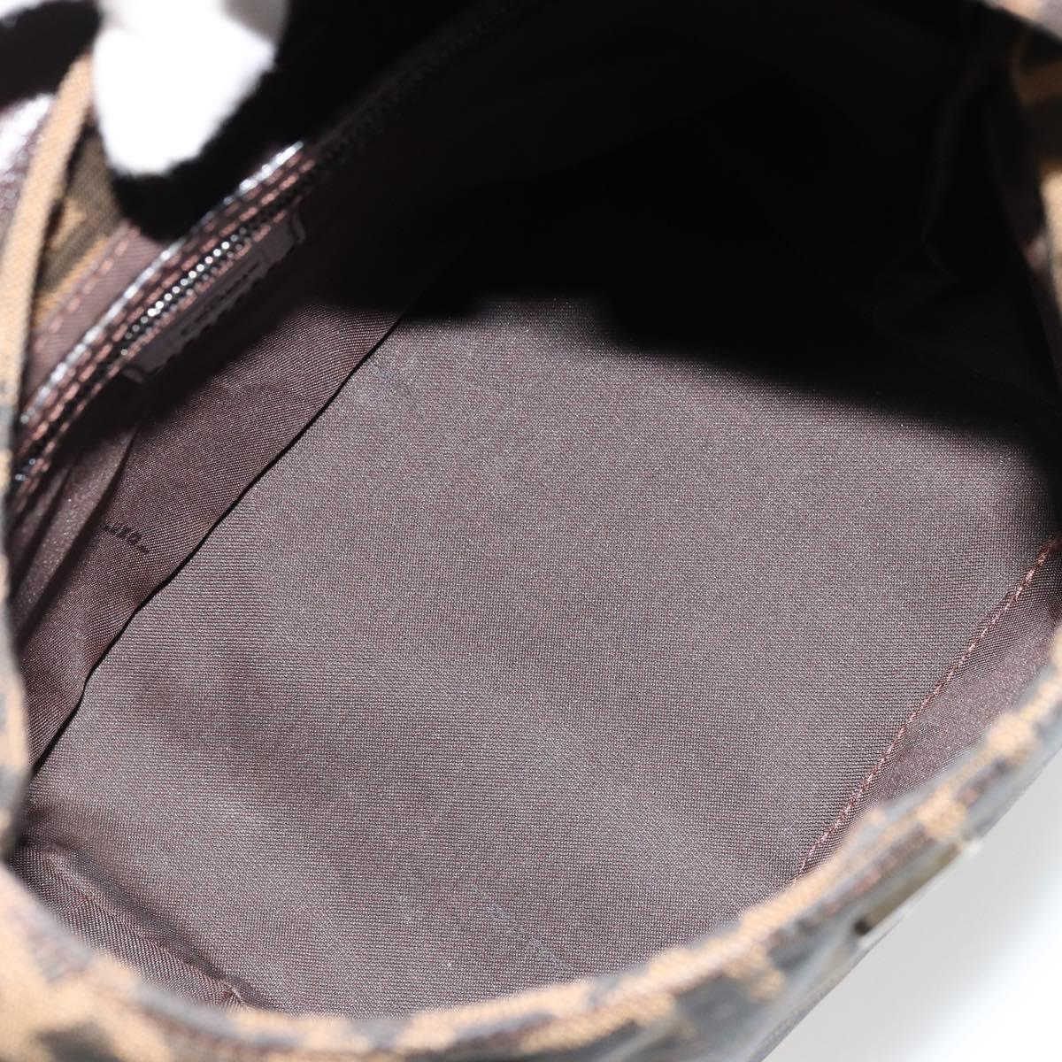FENDI Zucca Canvas Mamma Baguette Shoulder Bag Black Brown Auth 178214