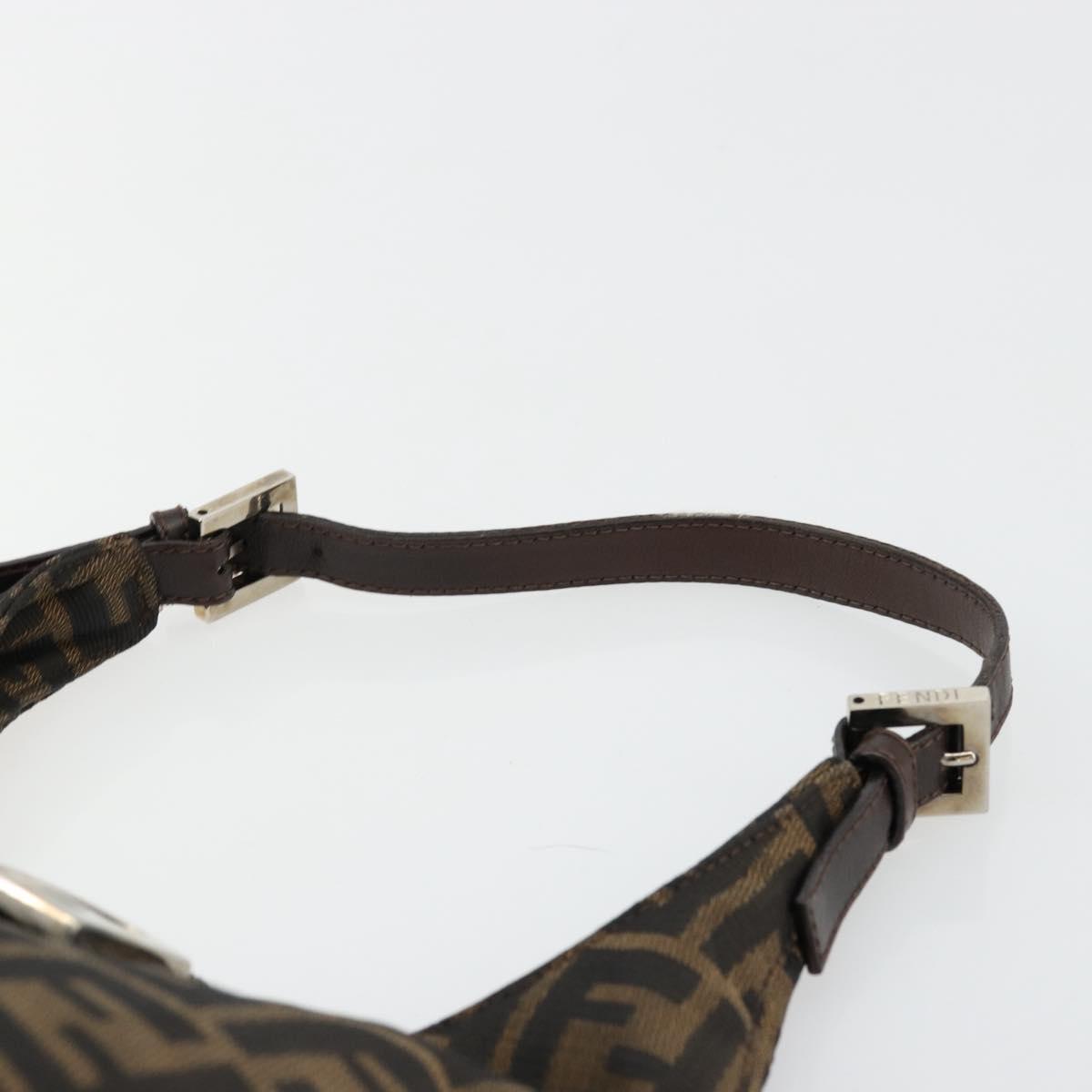 FENDI Zucca Canvas Mamma Baguette Shoulder Bag Black Brown Auth 178214