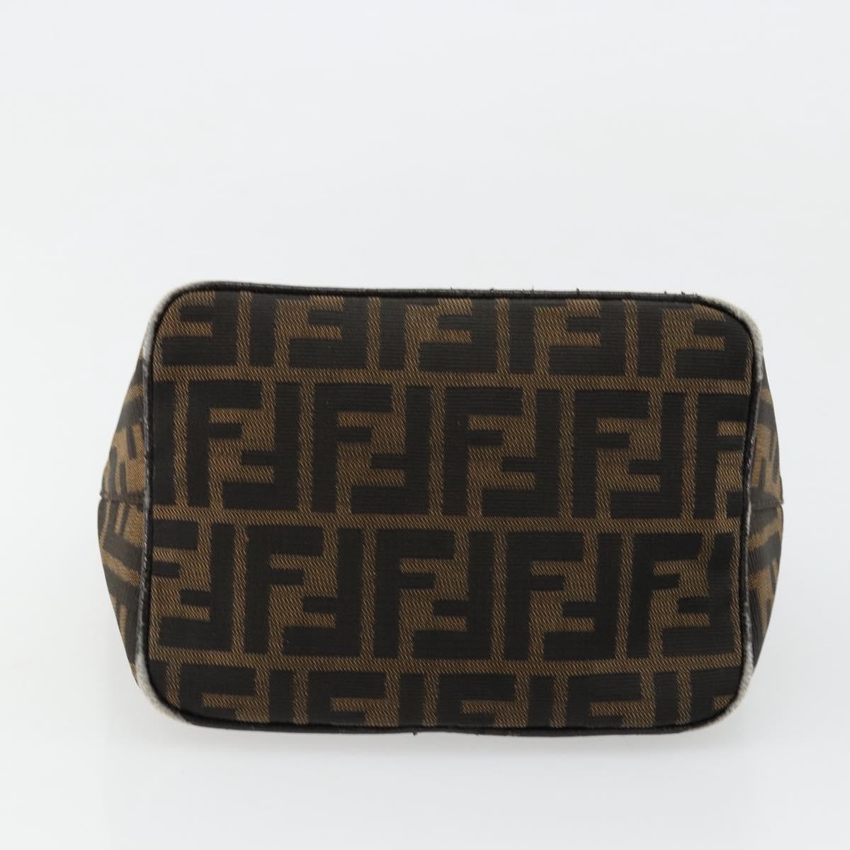FENDI Zucca Canvas Mamma Baguette Shoulder Bag Black Brown Auth 178214