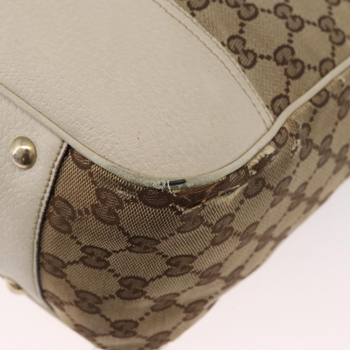 GUCCI GG Canvas Web Sherry Line Pretty Tote Bag Beige Gold 161719 Auth 178215