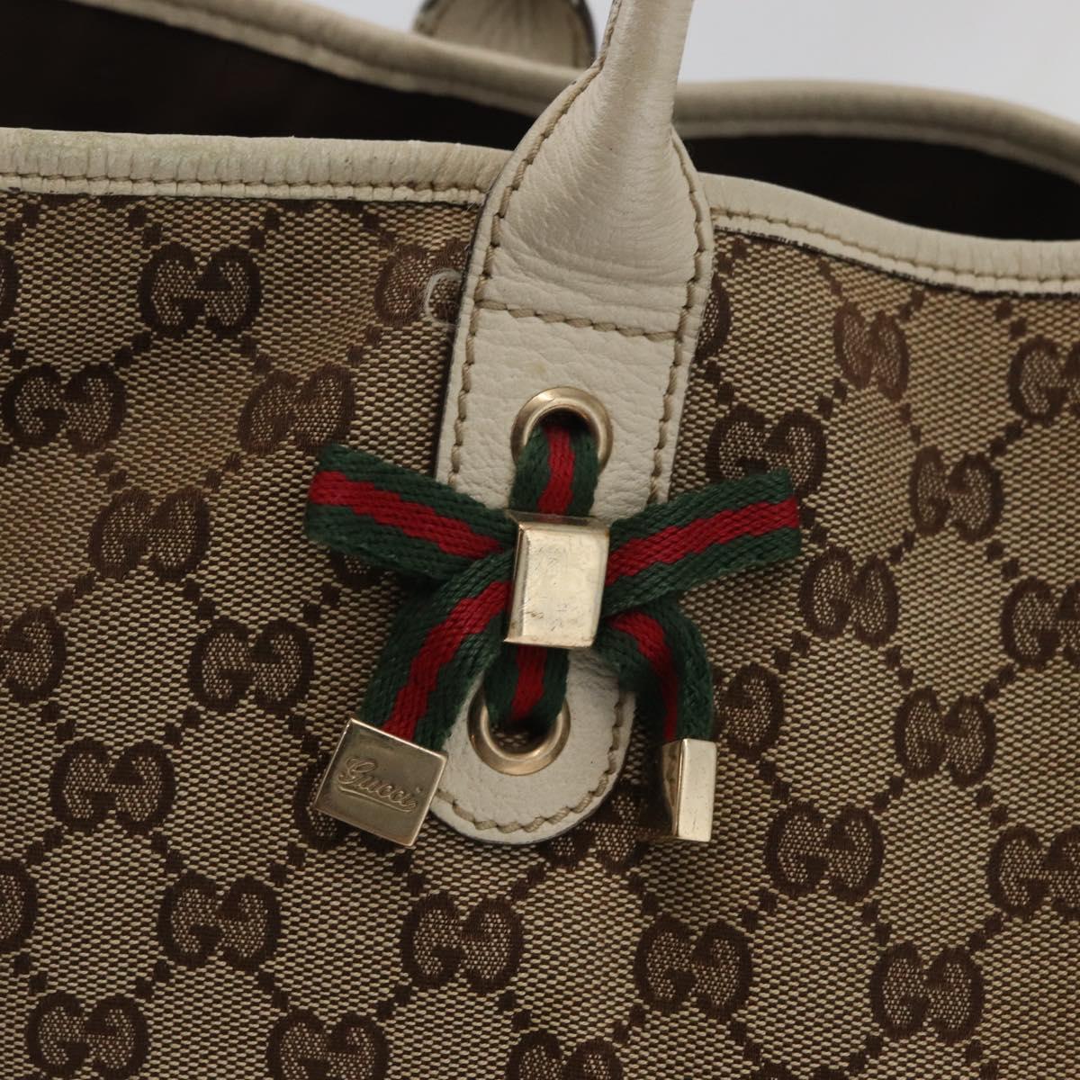 GUCCI GG Canvas Web Sherry Line Pretty Tote Bag Beige Gold 161719 Auth 178215