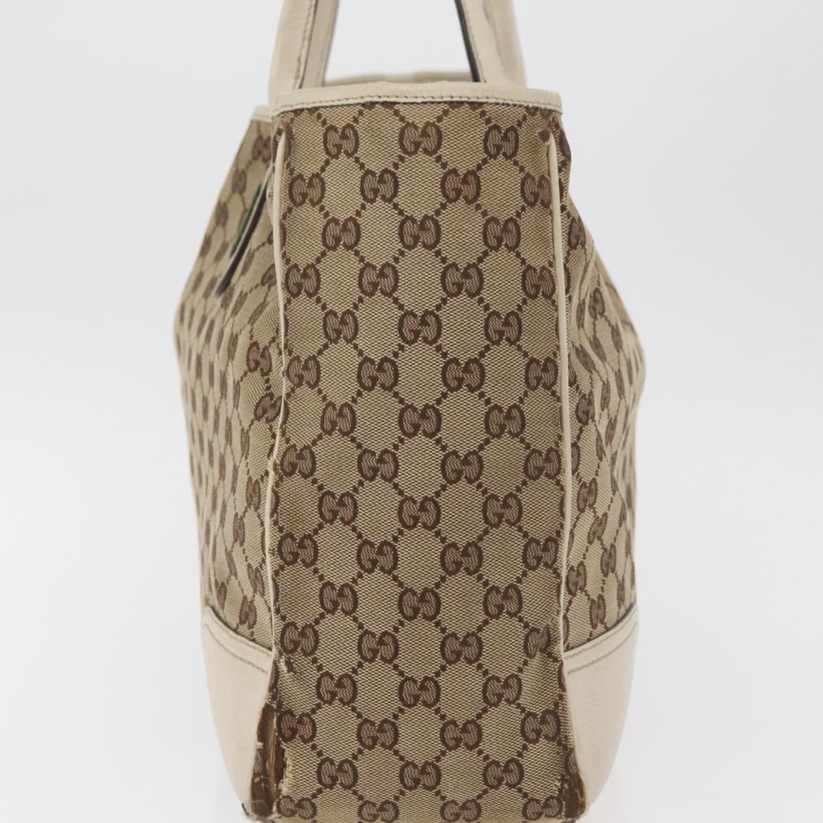GUCCI GG Canvas Web Sherry Line Pretty Tote Bag Beige Gold 161719 Auth 178215
