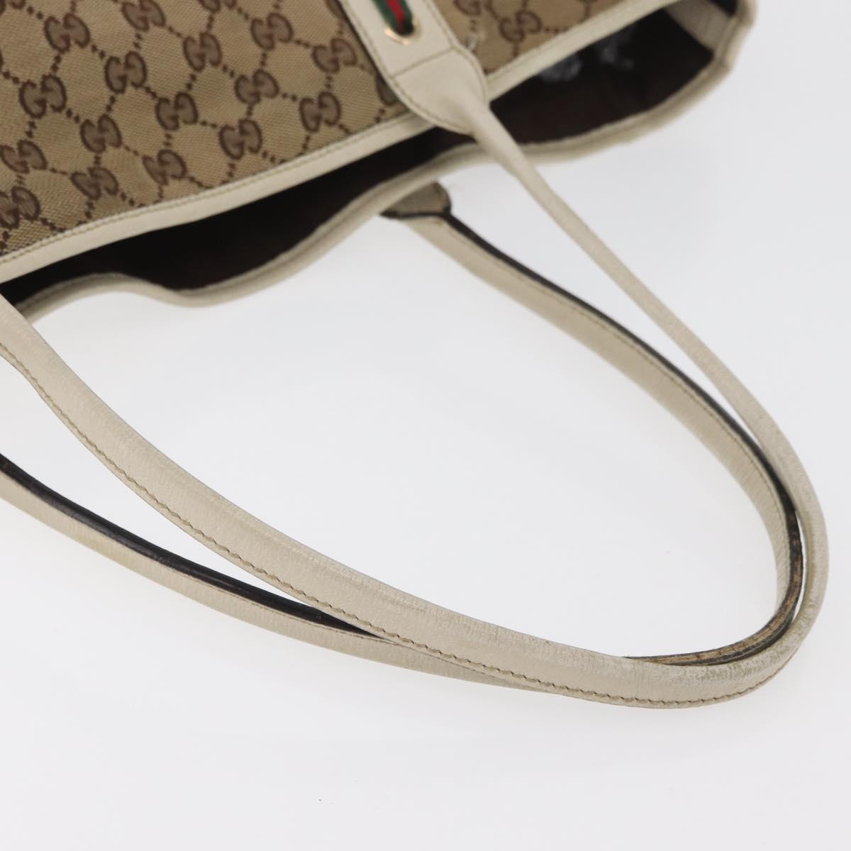 GUCCI GG Canvas Web Sherry Line Pretty Tote Bag Beige Gold 161719 Auth 178215