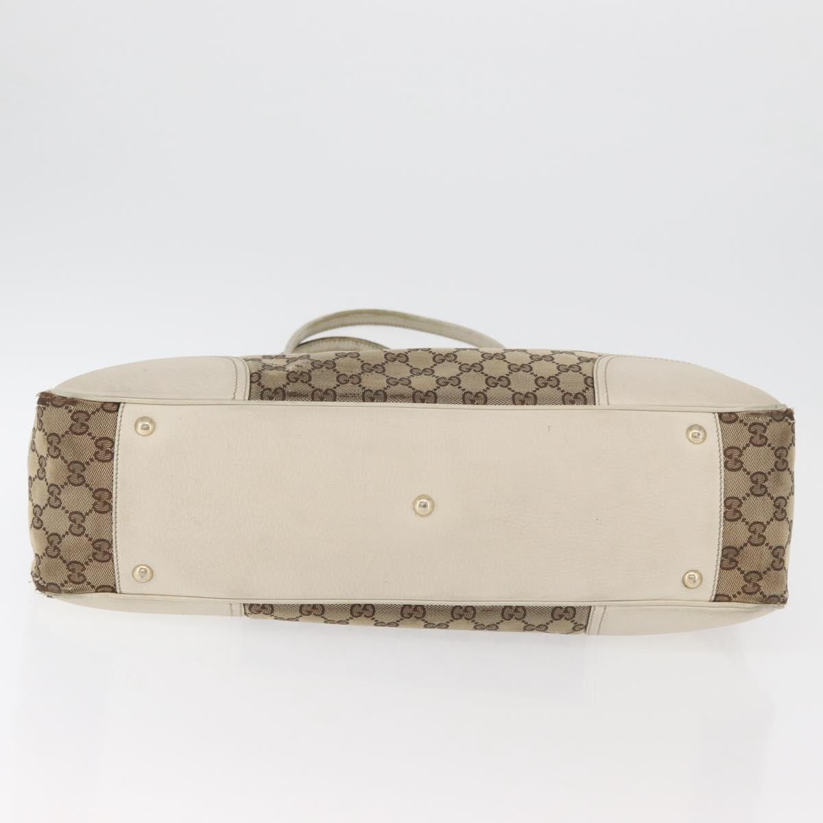 GUCCI GG Canvas Web Sherry Line Pretty Tote Bag Beige Gold 161719 Auth 178215