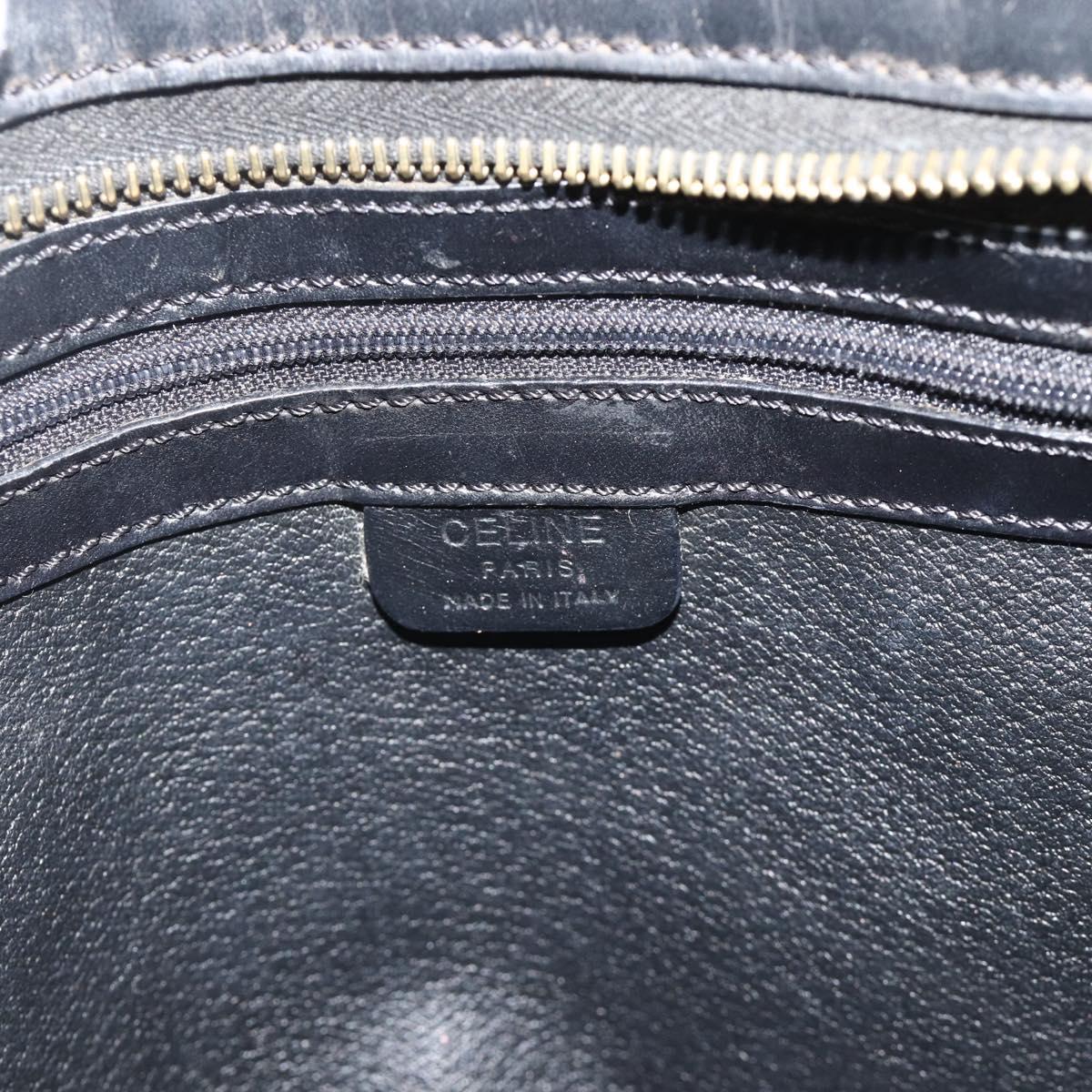 CELINE Macadam Canvas Hand Bag PVC Leather Black Gold Auth 178219A