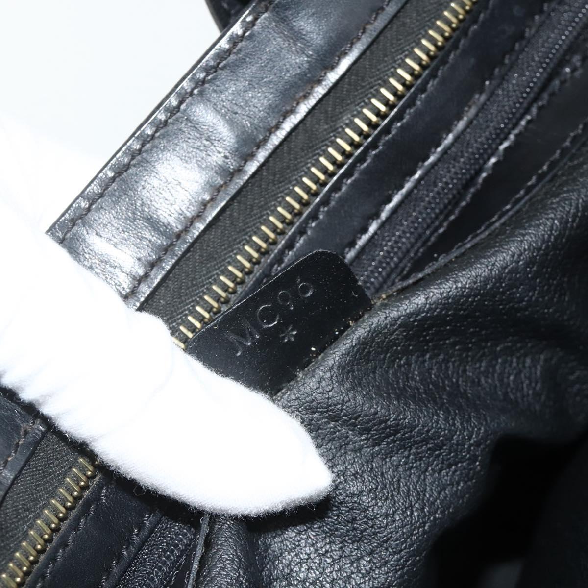 CELINE Macadam Canvas Hand Bag PVC Leather Black Gold Auth 178219A
