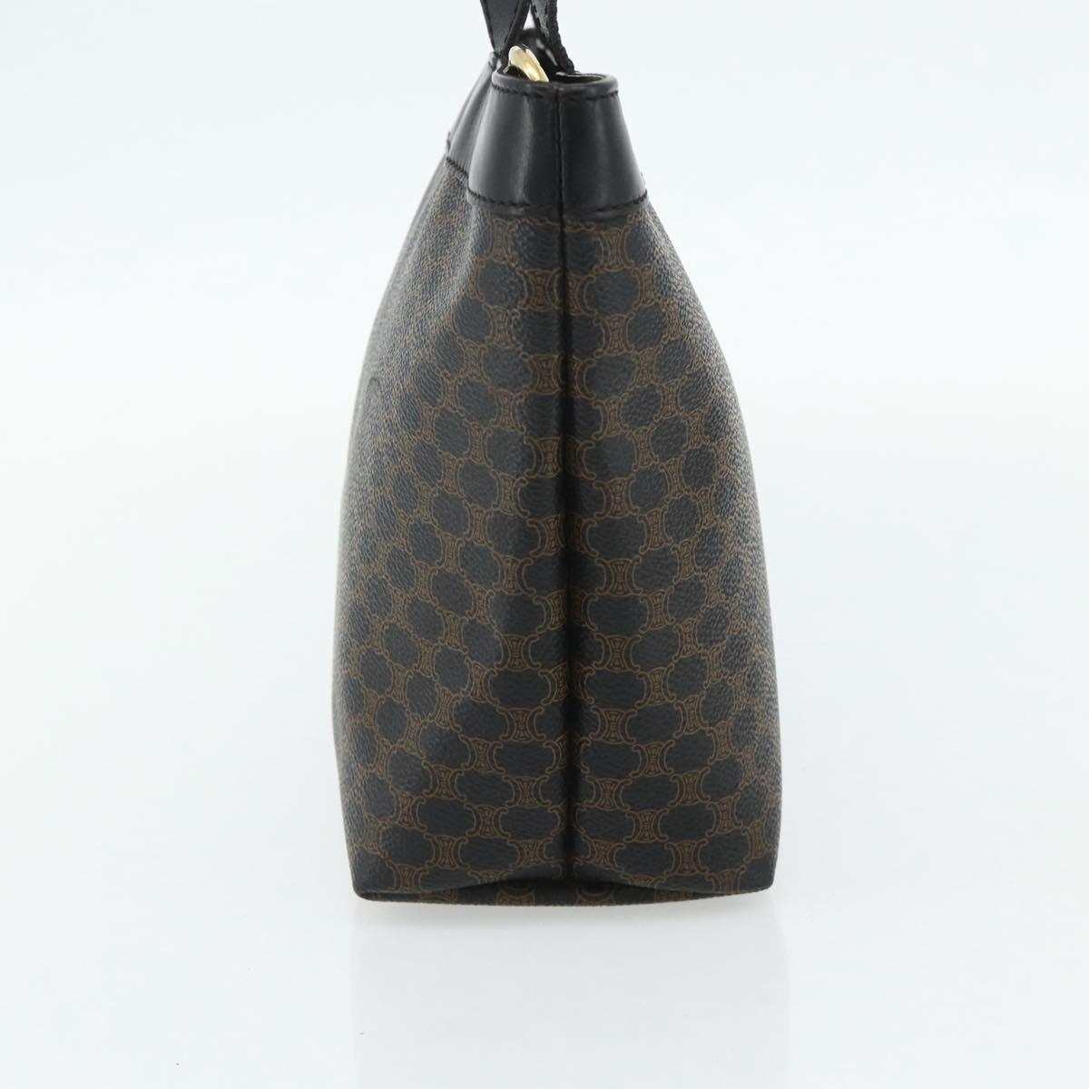 CELINE Macadam Canvas Hand Bag PVC Leather Black Gold Auth 178219A