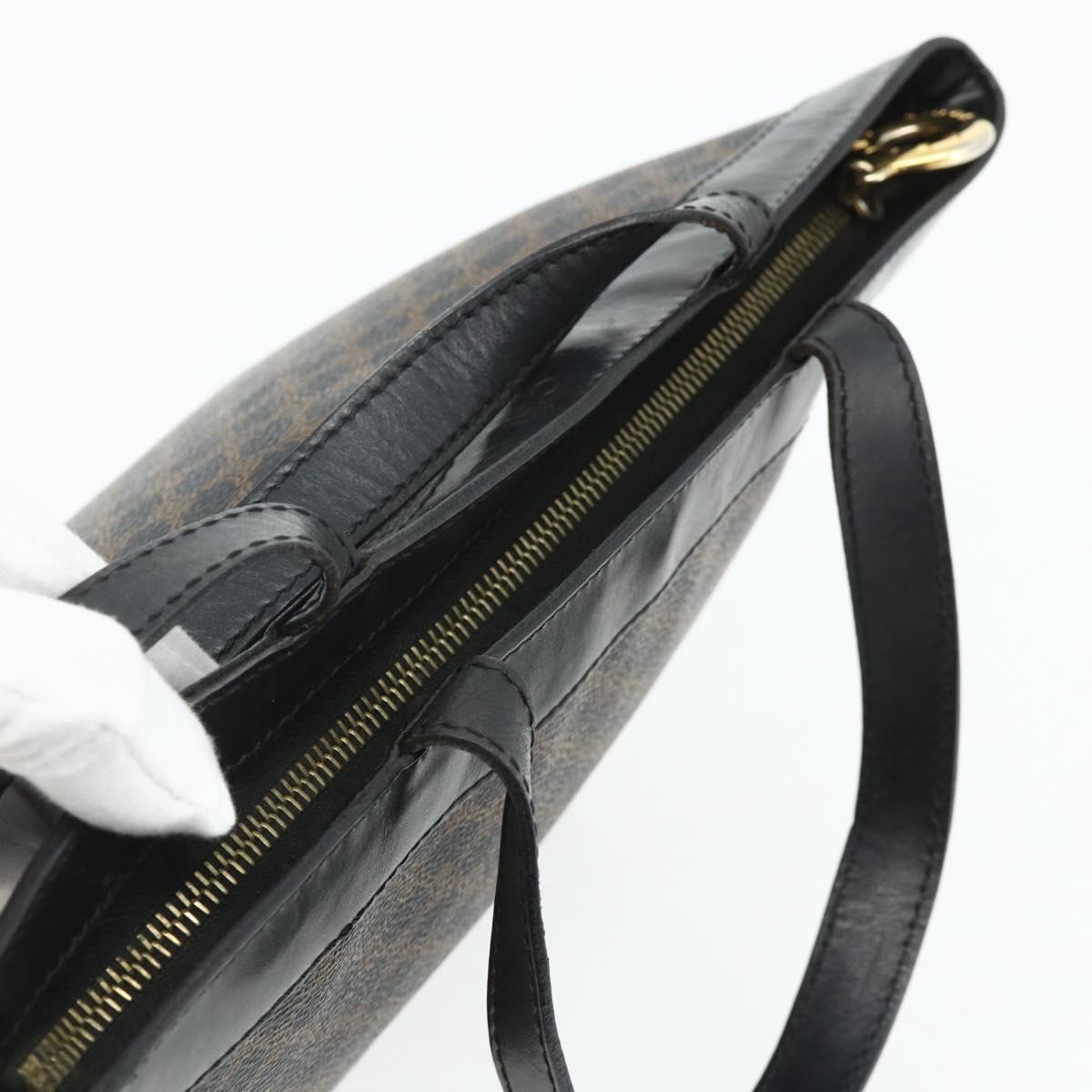 CELINE Macadam Canvas Hand Bag PVC Leather Black Gold Auth 178219A