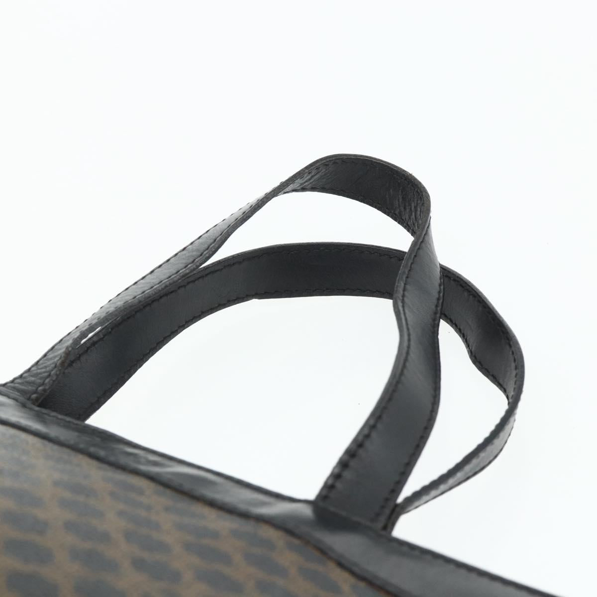 CELINE Macadam Canvas Hand Bag PVC Leather Black Gold Auth 178219A