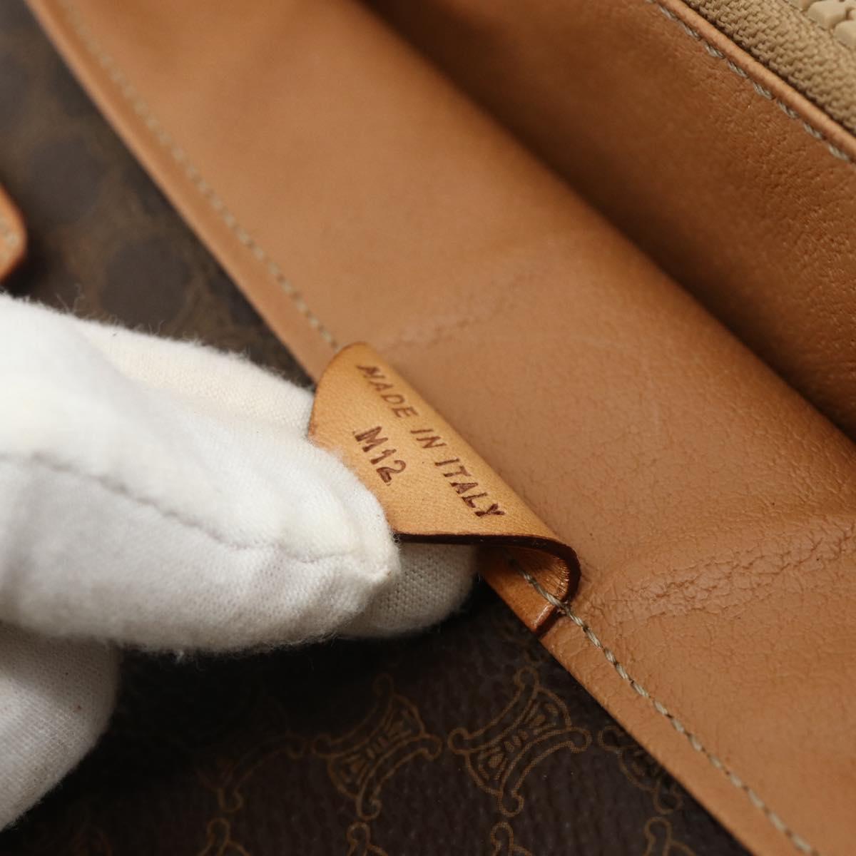 CELINE Macadam Canvas Shoulder Bag PVC Leather Brown Gold Auth 178220A