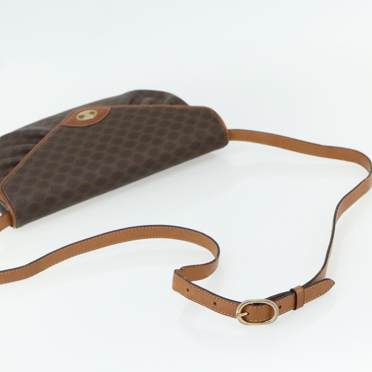 CELINE Macadam Canvas Shoulder Bag PVC Leather Brown Gold Auth 178221A
