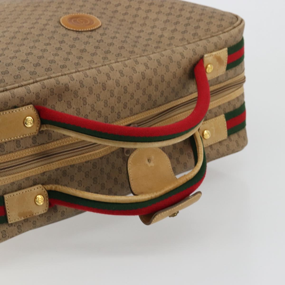 GUCCI Micro GG Supreme Web Sherry Line Boston Bag PVC Beige Gold Auth 178224