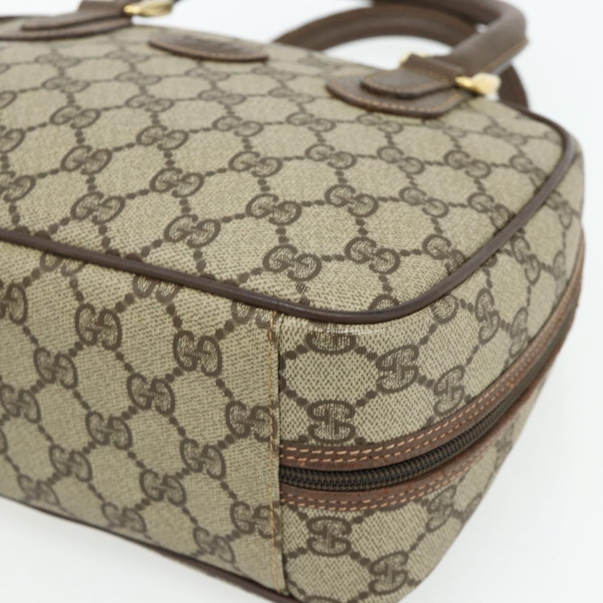GUCCI GG Supreme Hand Bag PVC Beige Gold 000 58 6090 Auth 178240A