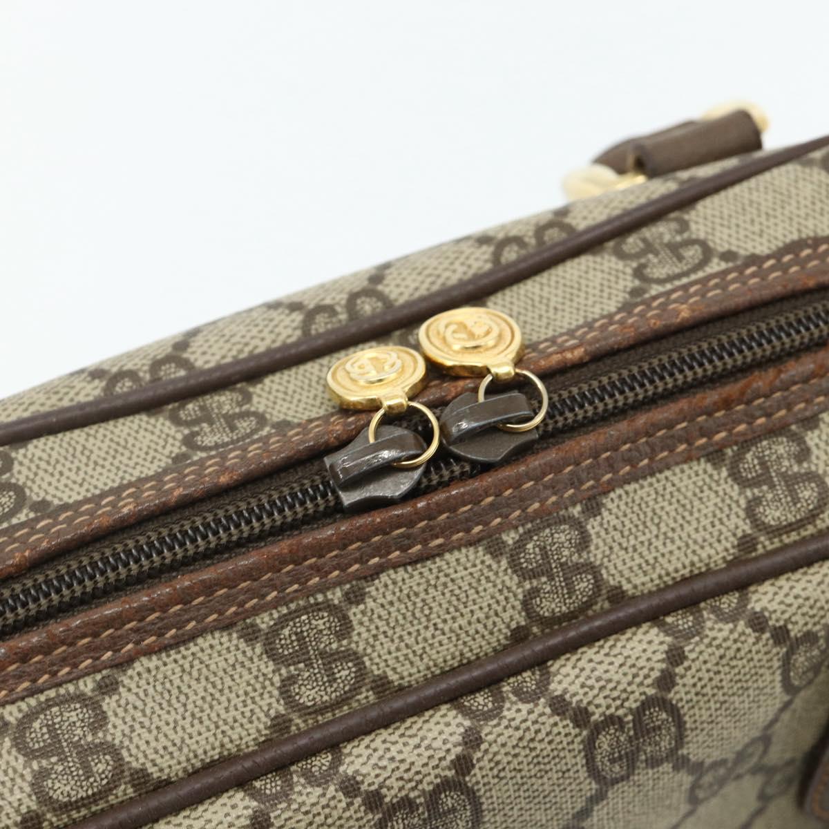 GUCCI GG Supreme Hand Bag PVC Beige Gold 000 58 6090 Auth 178240A