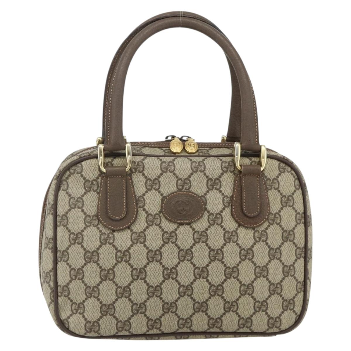 GUCCI GG Supreme Hand Bag PVC Beige Gold 000 58 6090 Auth 178240A