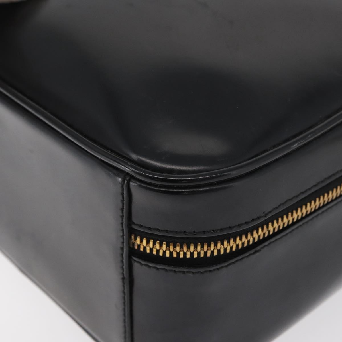 GUCCI Bamboo Hand Bag Leather 2way Black Gold Auth 178244
