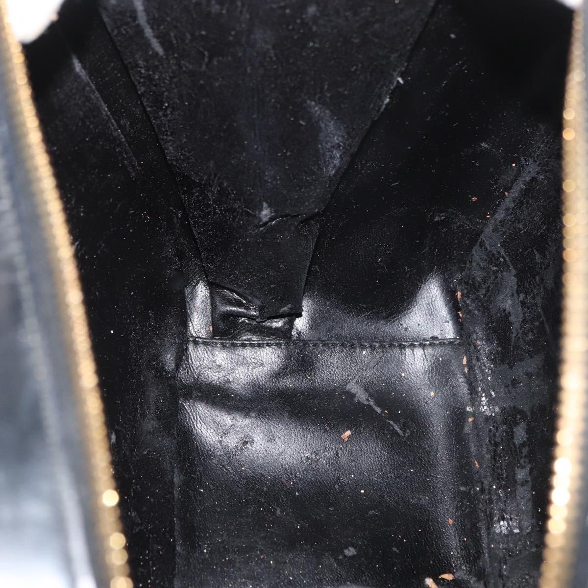 GUCCI Bamboo Hand Bag Leather 2way Black Gold Auth 178244