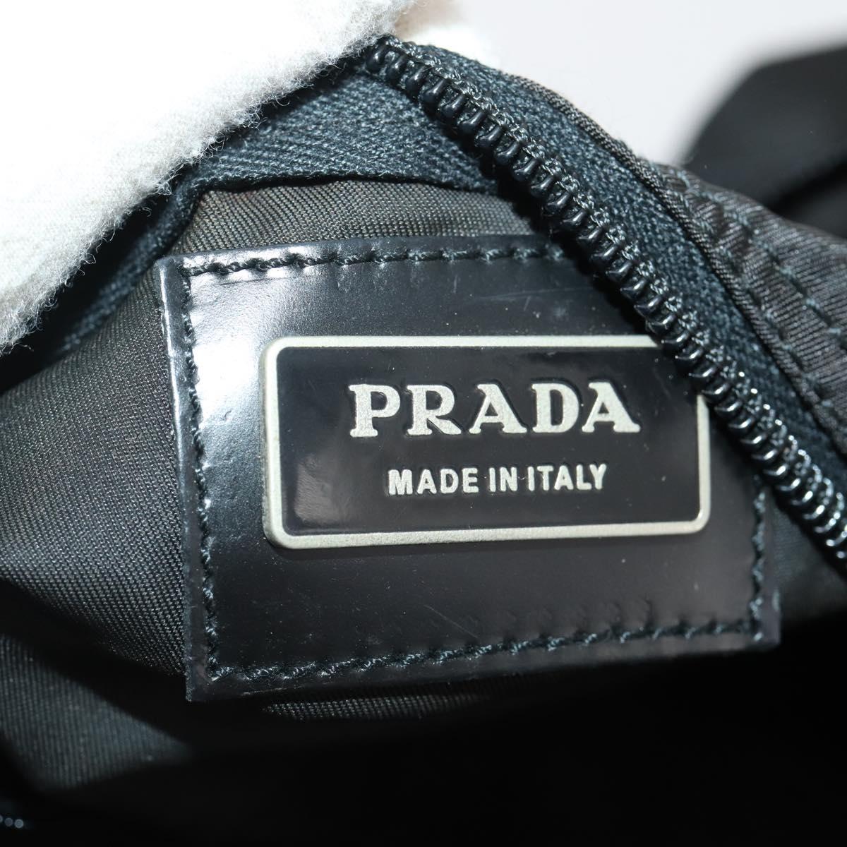 PRADA Boston Bag Nylon 2way Black Silver Auth 178245