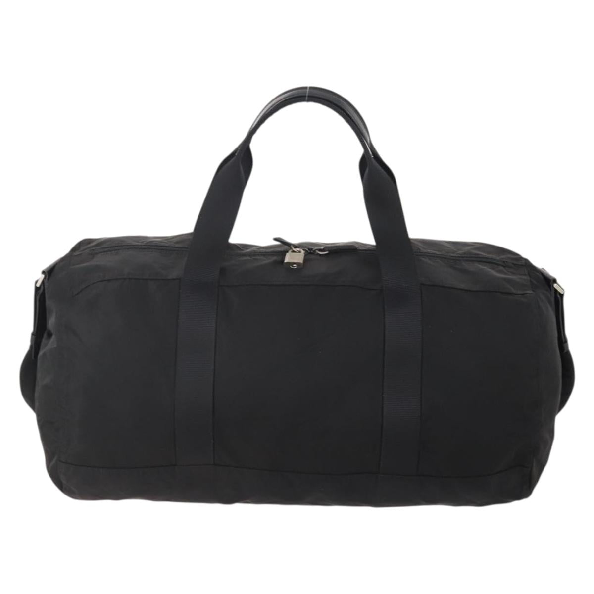 PRADA Boston Bag Nylon 2way Black Silver Auth 178245