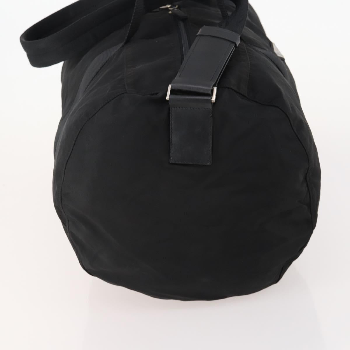 PRADA Boston Bag Nylon 2way Black Silver Auth 178245