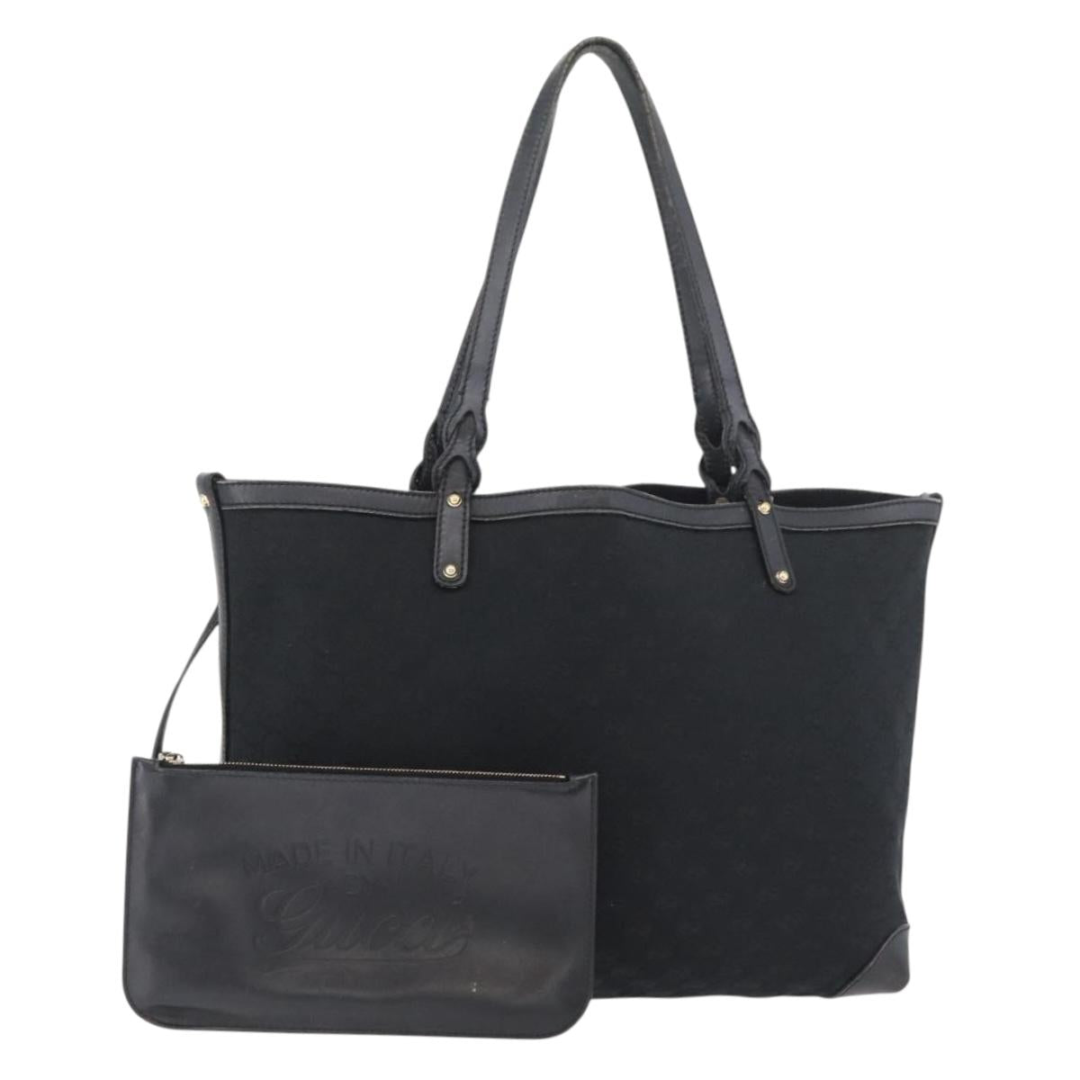 GUCCI Tote Bag Canvas Black Gold 247209 Auth 178246