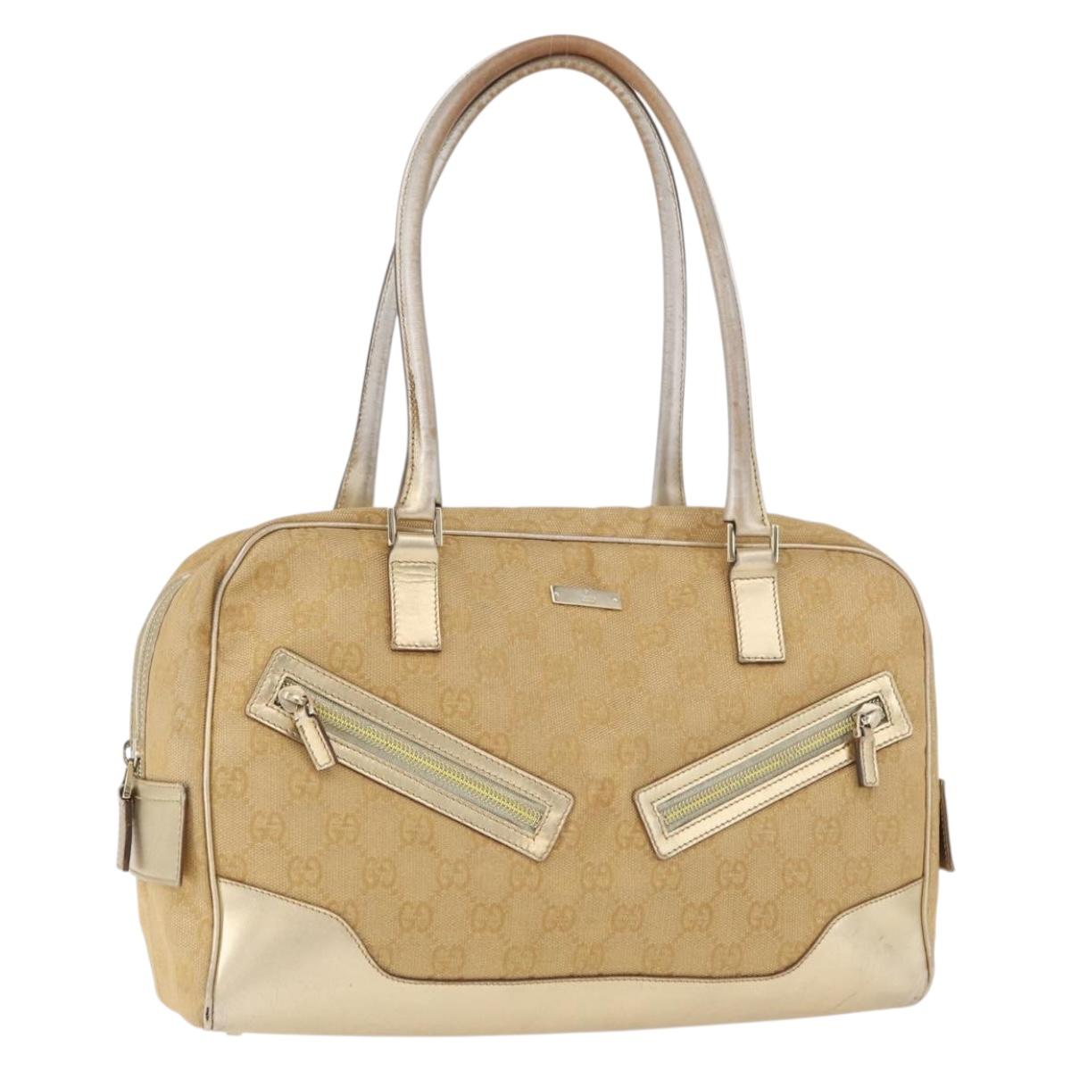 GUCCI GG Canvas Hand Bag Gold 002 1115 Auth 178250