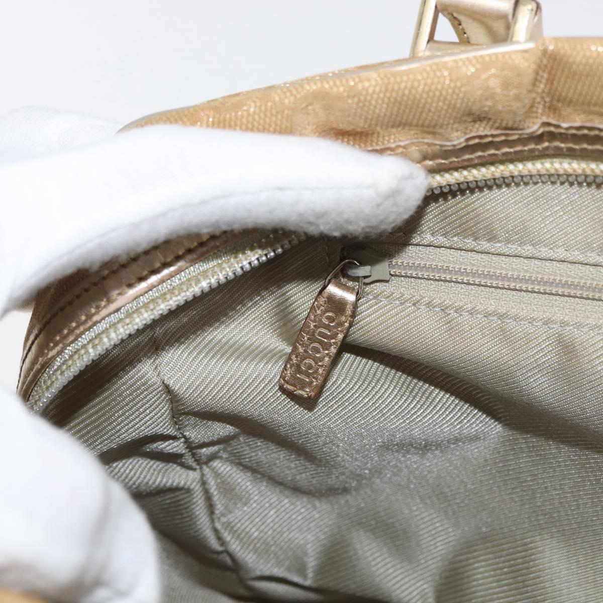 GUCCI GG Canvas Hand Bag Gold 002 1115 Auth 178250