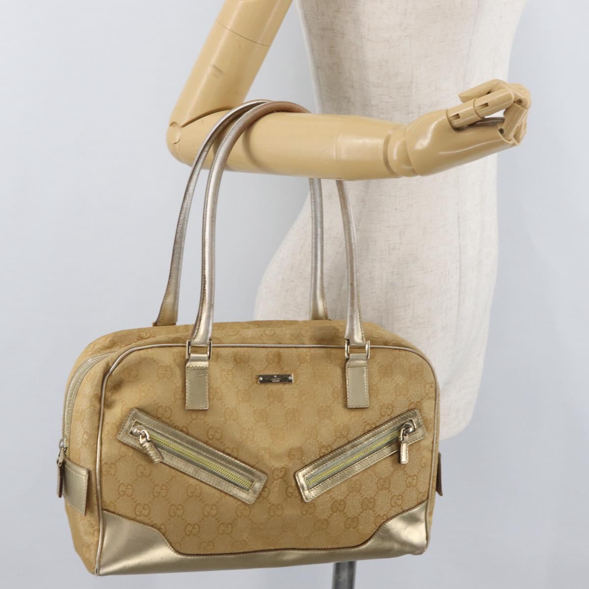 GUCCI GG Canvas Hand Bag Gold 002 1115 Auth 178250