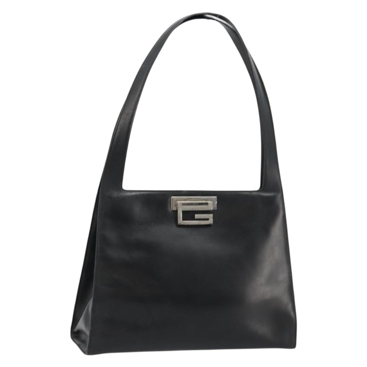 GUCCI Shoulder Bag Leather Black Silver 001 3038 Auth 178252
