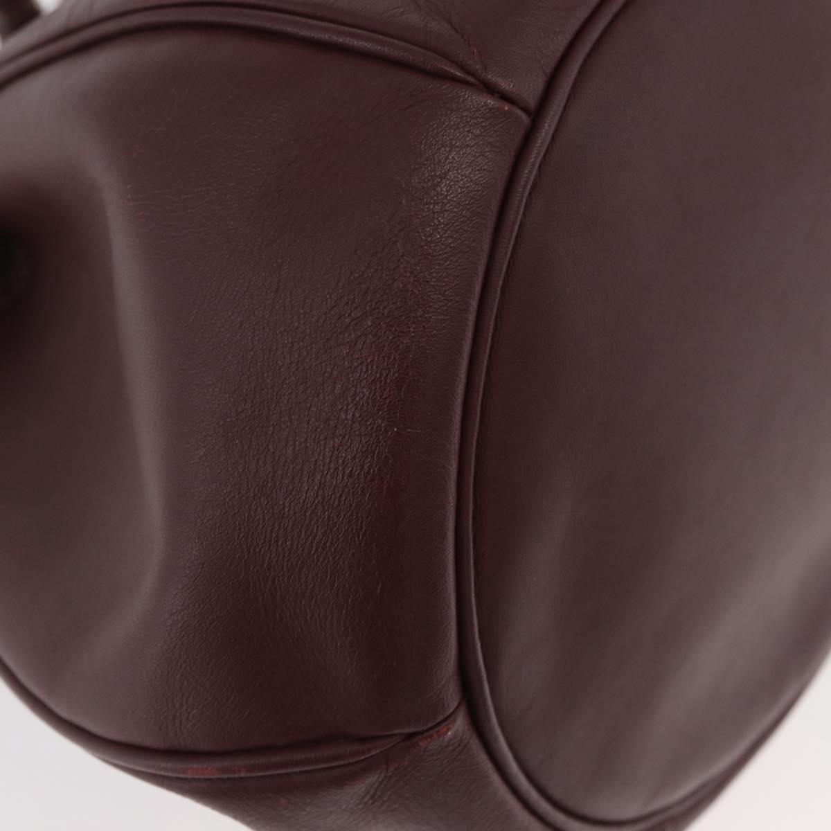 CARTIER Must Line Purse Shoulder Bag Leather Bordeaux Gold Auth 178254