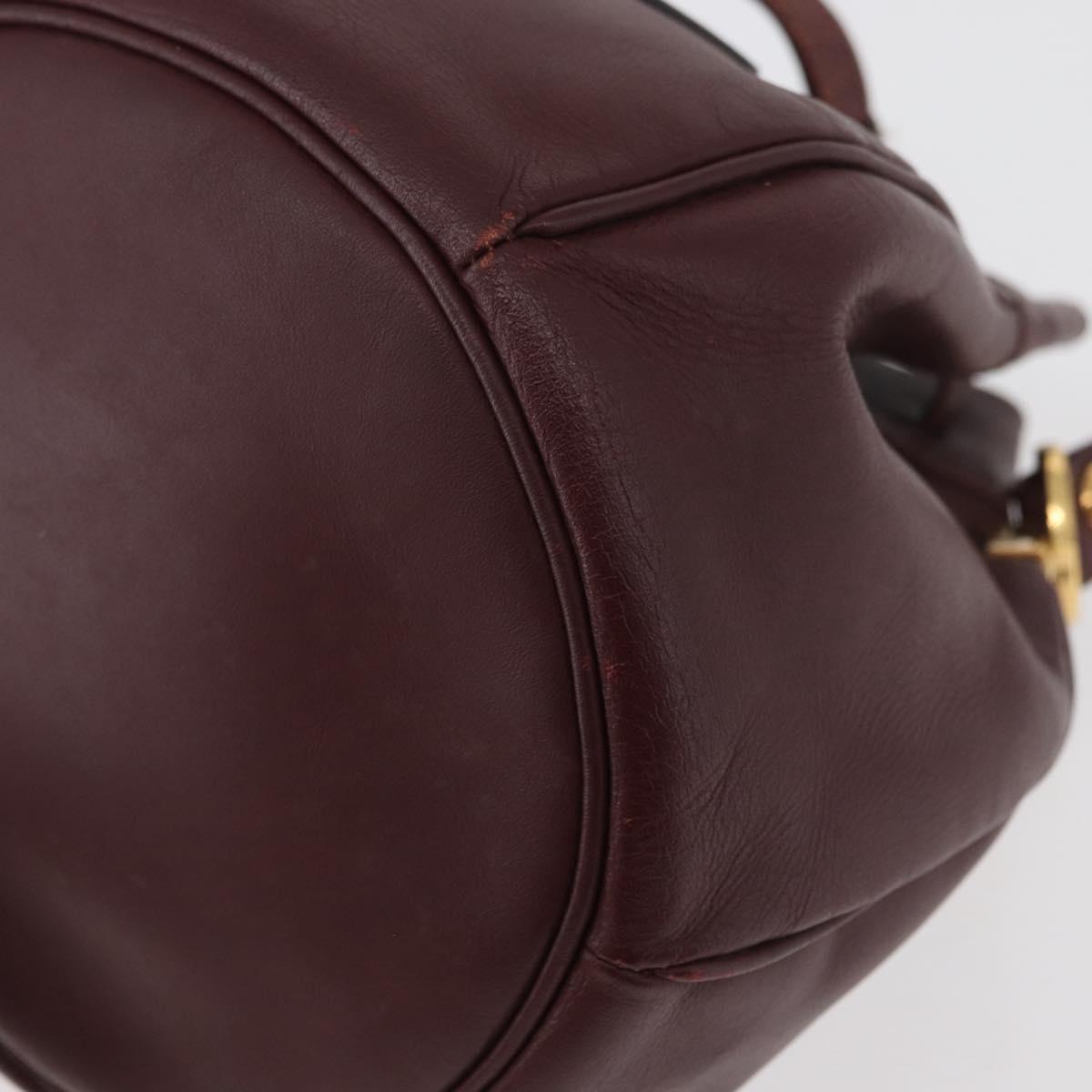CARTIER Must Line Purse Shoulder Bag Leather Bordeaux Gold Auth 178254