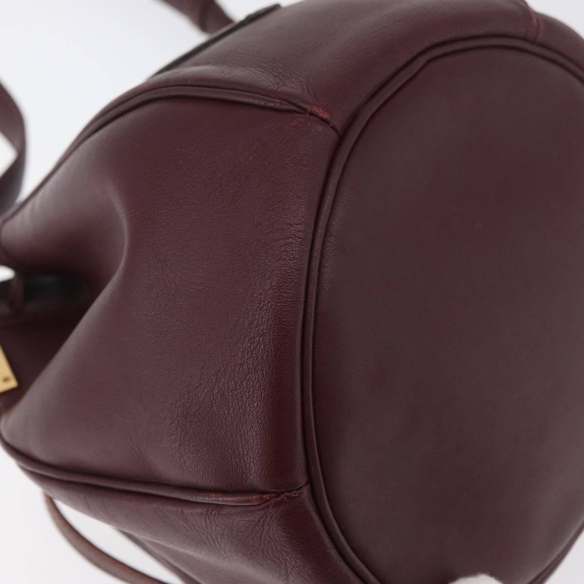 CARTIER Must Line Purse Shoulder Bag Leather Bordeaux Gold Auth 178254
