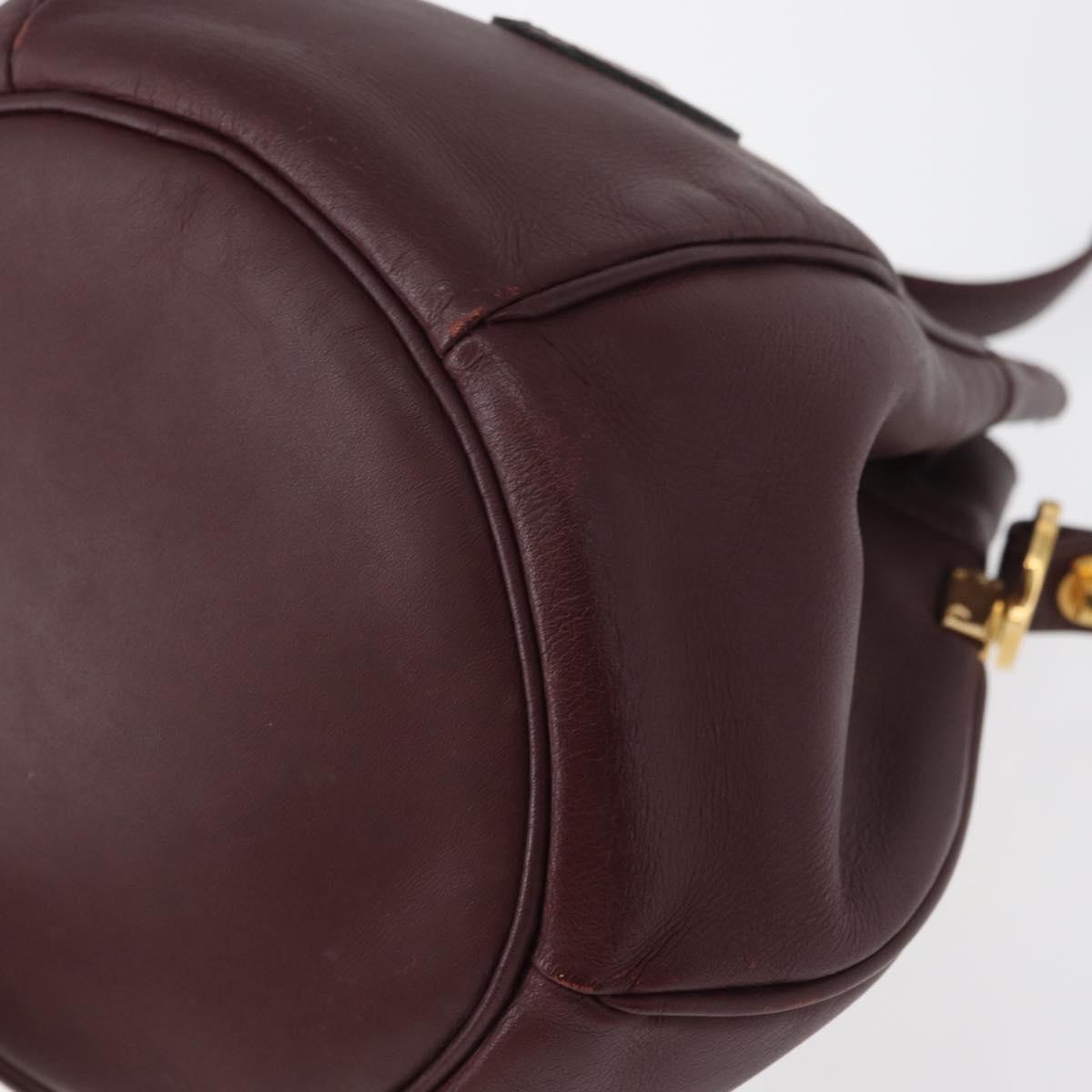 CARTIER Must Line Purse Shoulder Bag Leather Bordeaux Gold Auth 178254