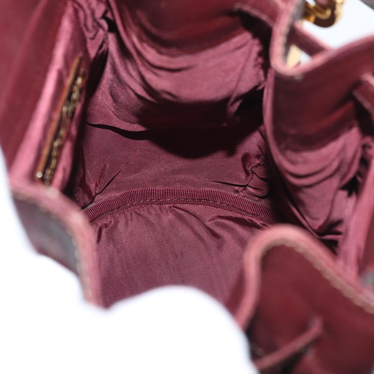 CARTIER Must Line Purse Shoulder Bag Leather Bordeaux Gold Auth 178254