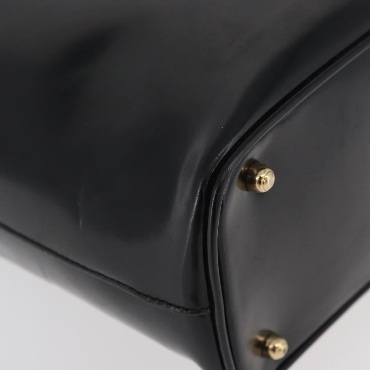 GUCCI Bamboo Hand Bag patent Black Gold 000 4781 0295 Auth 178256