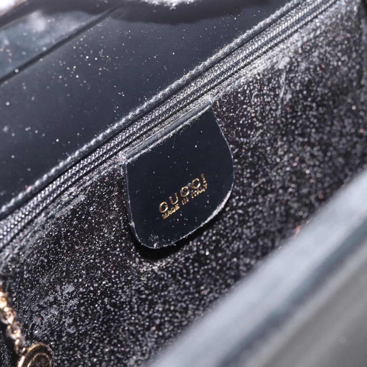 GUCCI Bamboo Hand Bag patent Black Gold 000 4781 0295 Auth 178256