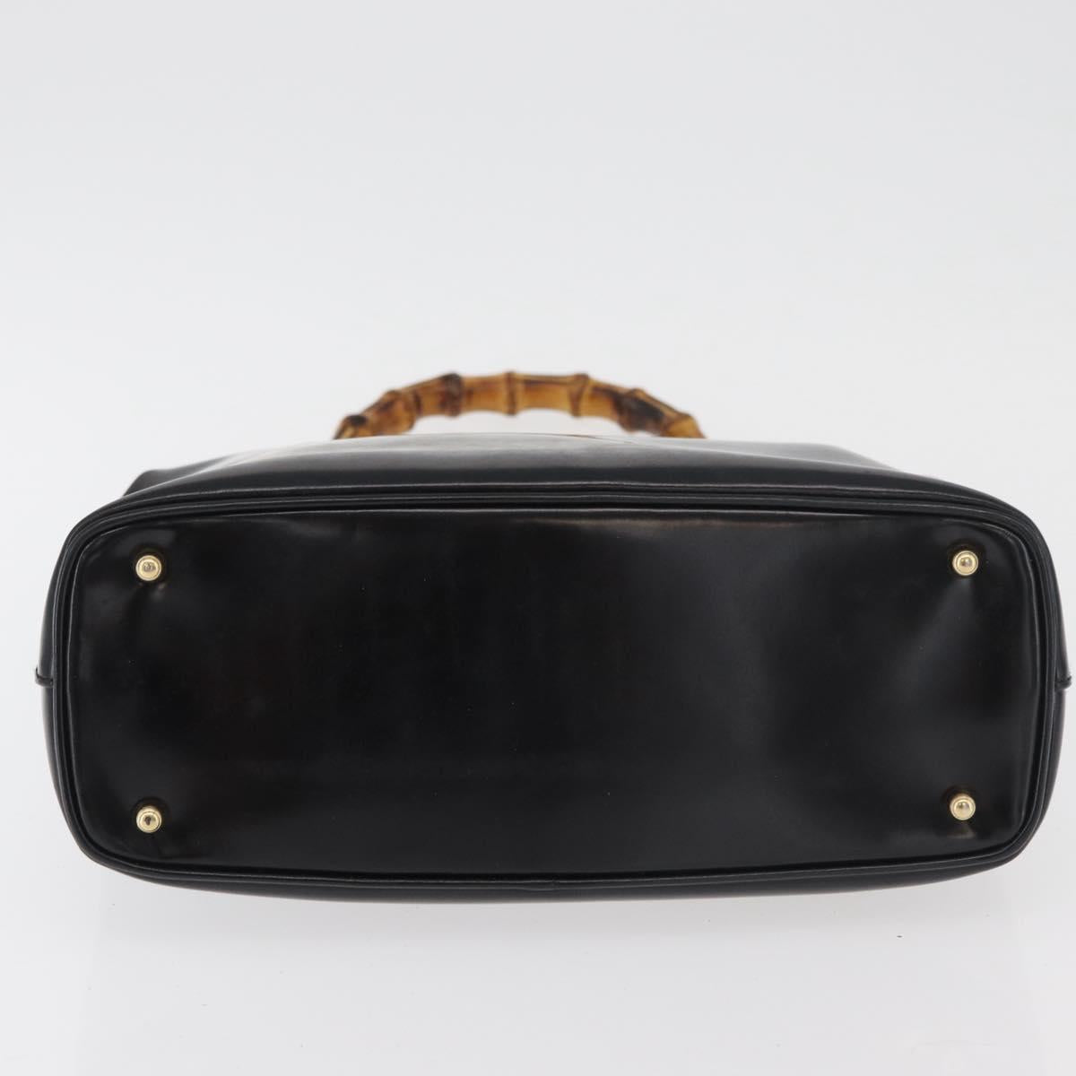 GUCCI Bamboo Hand Bag patent Black Gold 000 4781 0295 Auth 178256