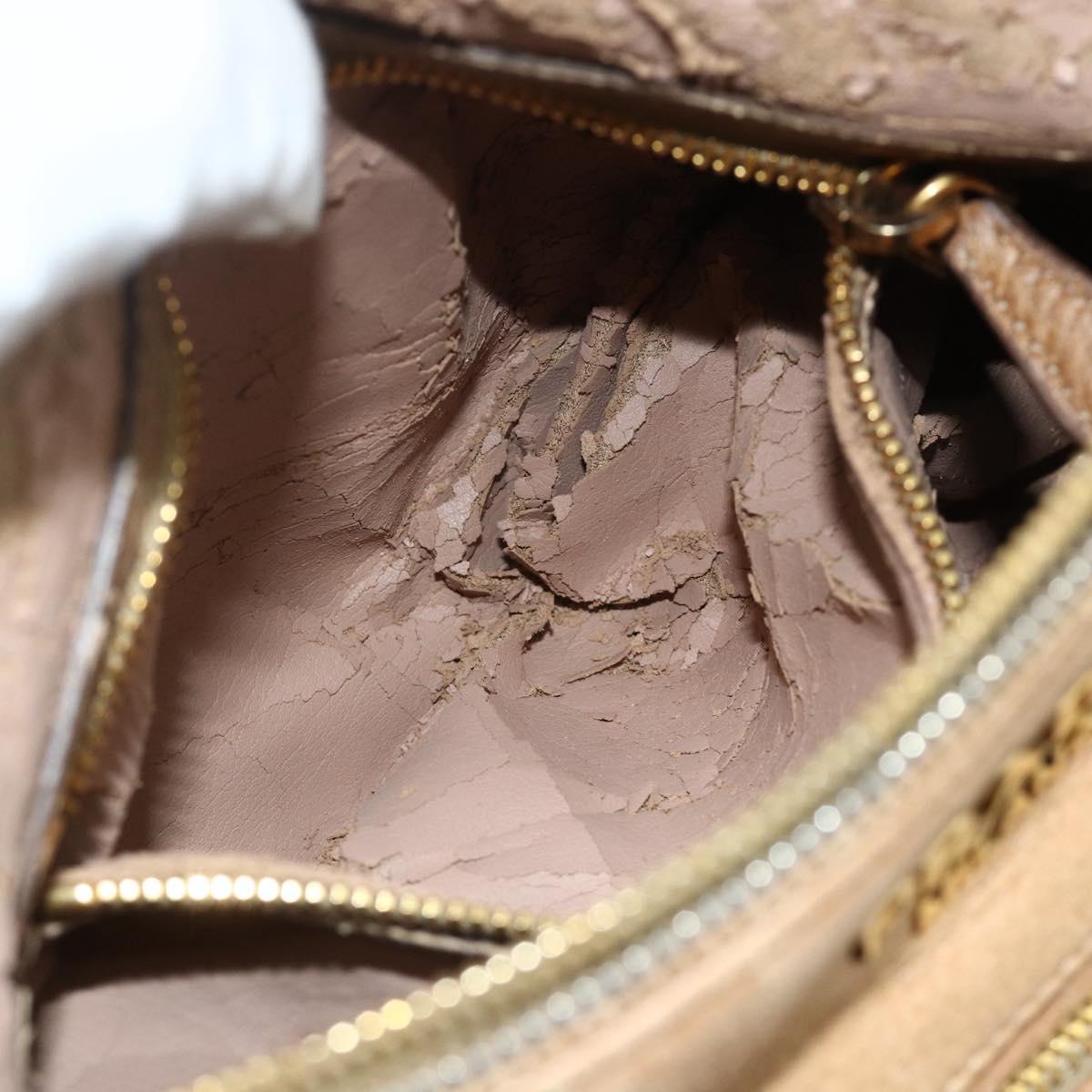 PRADA Chain Shoulder Bag Leather Beige Gold Auth 178257