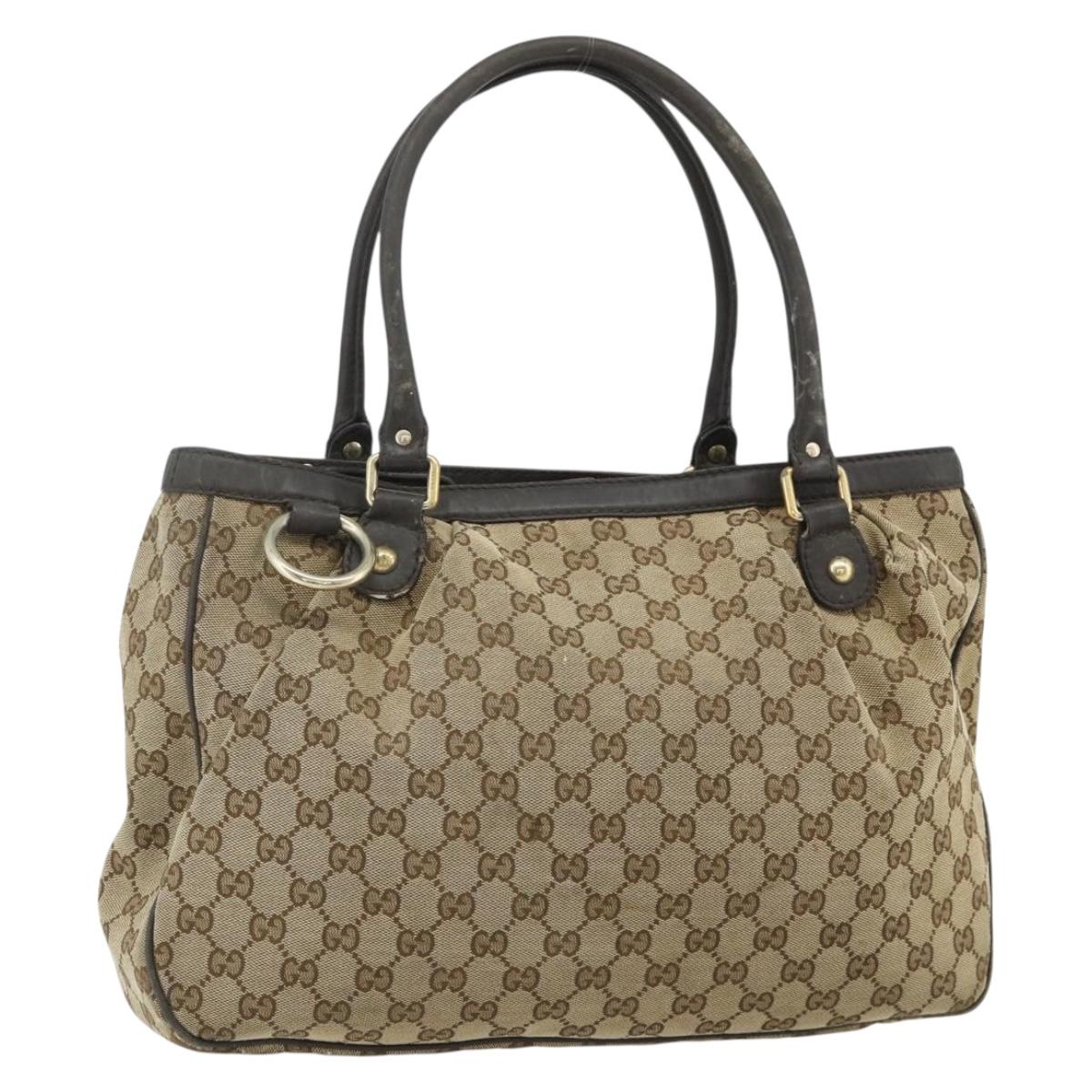 GUCCI GG Canvas Tote Bag Beige Gold 296835 Auth 178263