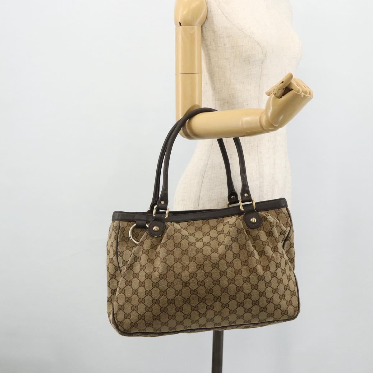 GUCCI GG Canvas Tote Bag Beige Gold 296835 Auth 178263