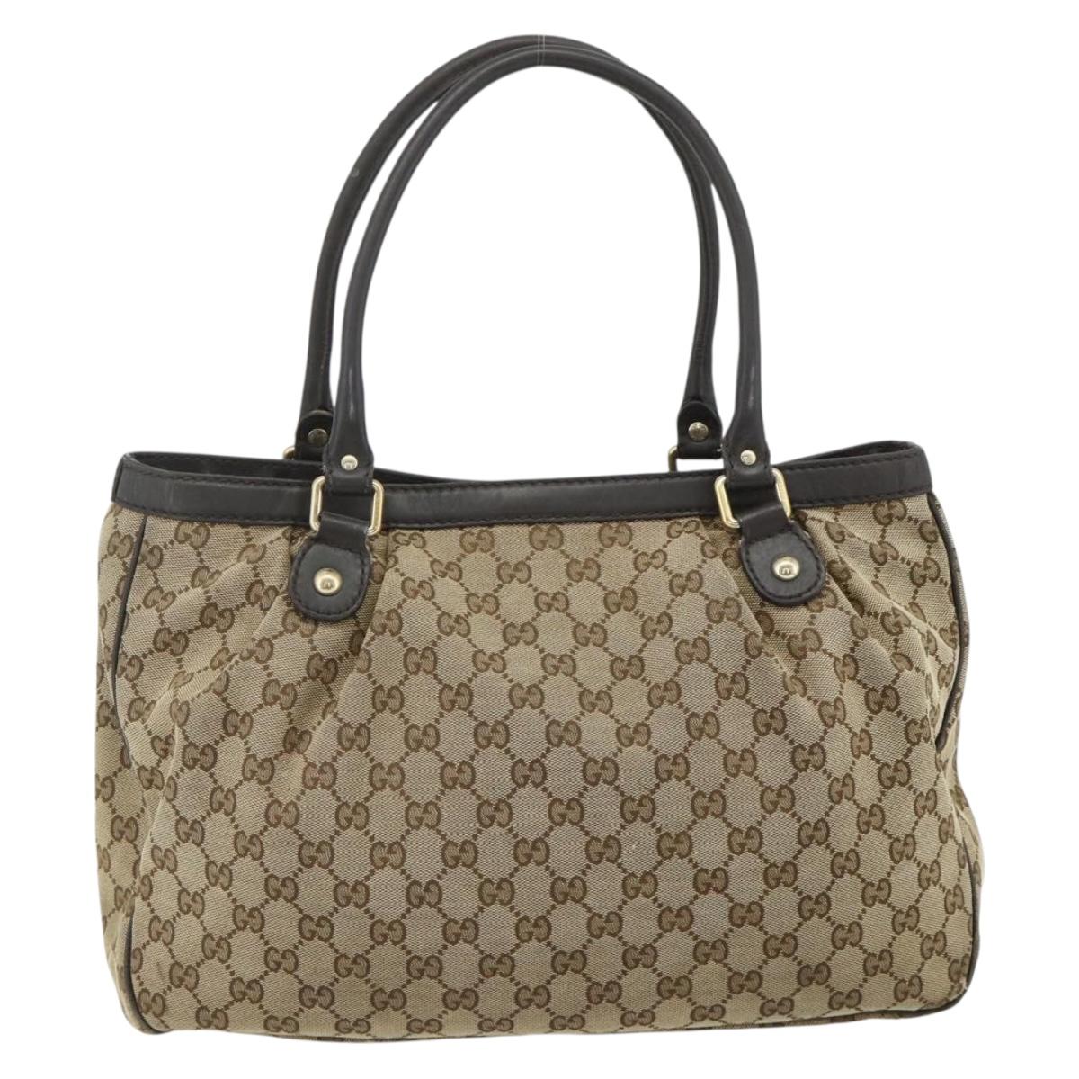 GUCCI GG Canvas Tote Bag Beige Gold 296835 Auth 178263