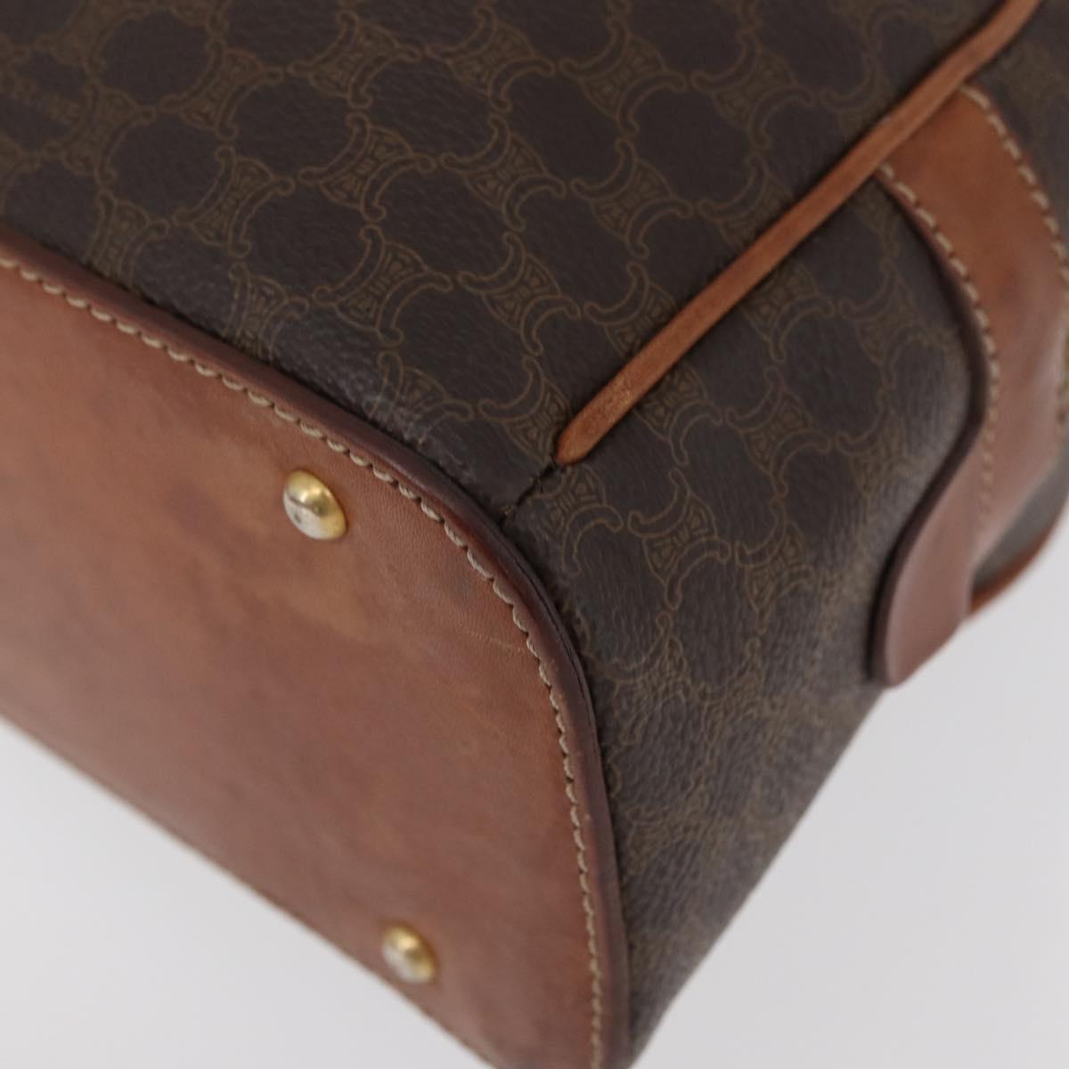 CELINE Macadam Canvas Hand Bag PVC Leather Brown Gold Auth 178270