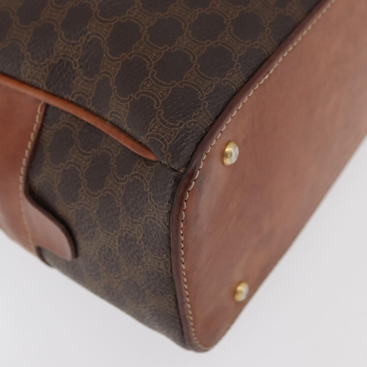 CELINE Macadam Canvas Hand Bag PVC Leather Brown Gold Auth 178270