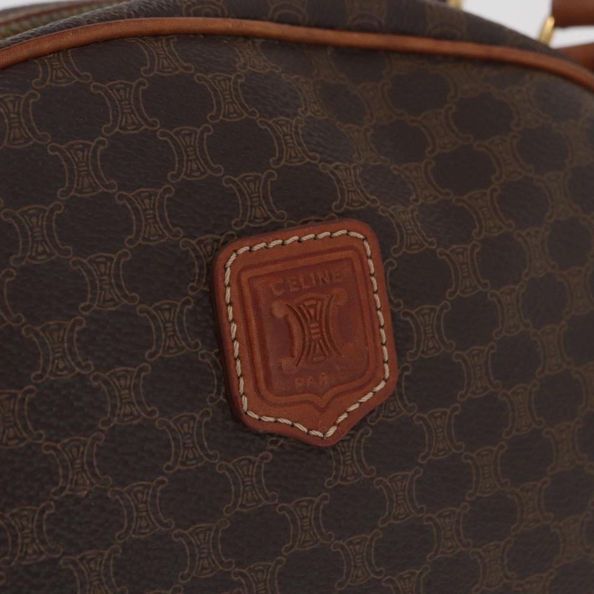 CELINE Macadam Canvas Hand Bag PVC Leather Brown Gold Auth 178270