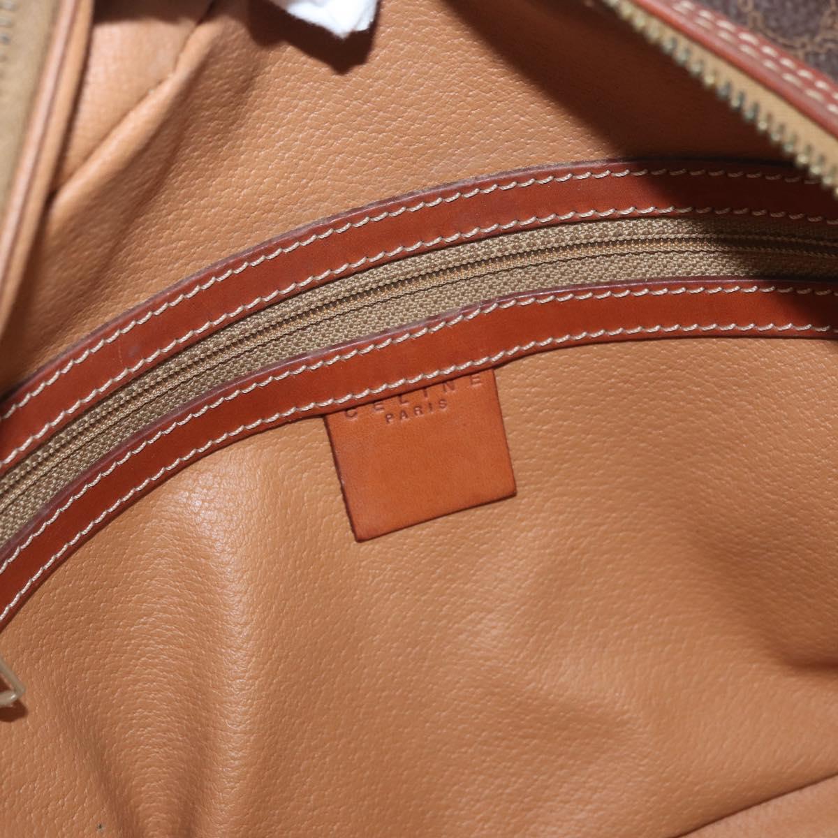CELINE Macadam Canvas Hand Bag PVC Leather Brown Gold Auth 178270