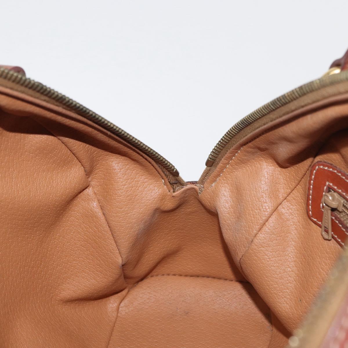 CELINE Macadam Canvas Hand Bag PVC Leather Brown Gold Auth 178270