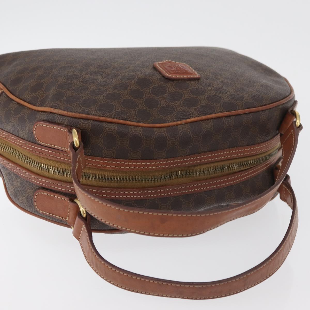 CELINE Macadam Canvas Hand Bag PVC Leather Brown Gold Auth 178270